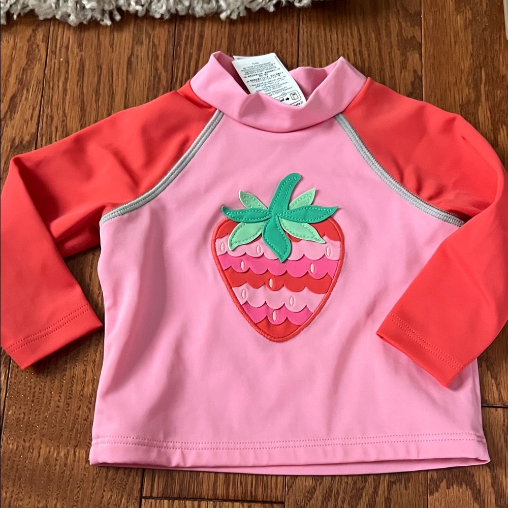 Baby Boden Pink and Red Strawberry Rashguard Set - Picture 4 of 5
